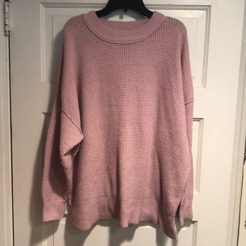 AERIE WAFFLE OVERSIZED CREW SWEATER